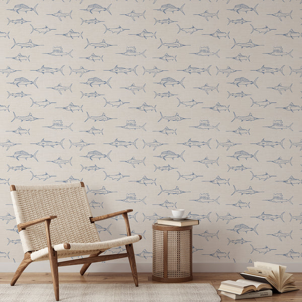 Navy Blue Marlin Fish Wallpaper CC365