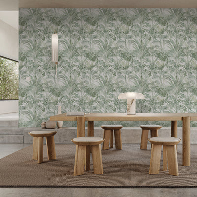 Sage Green Palm Leaf Wallpaper A123