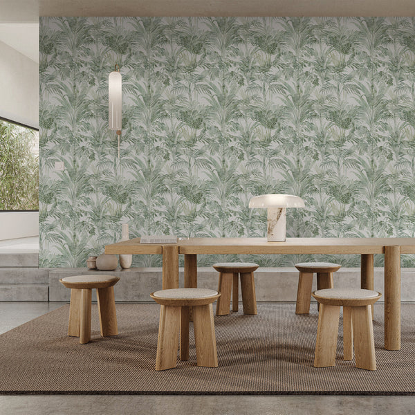 Sage Green Palm Leaf Wallpaper A123