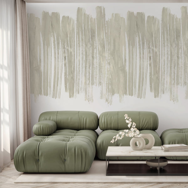 Light Greige Green Brushstroke Wall Mural AM192