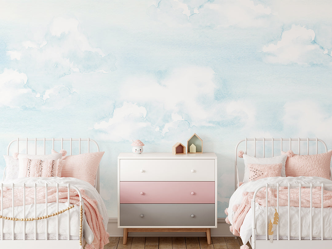 Watercolor Light Blue Sky Wall Mural CCM105