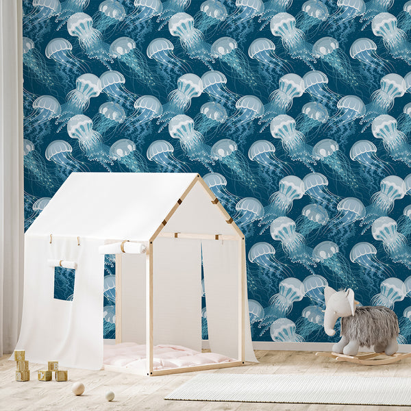 Neon Blue Jellyfish Wallpaper A111