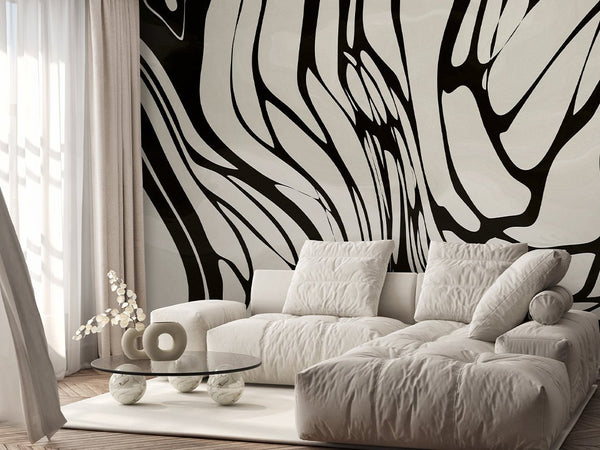 Beige & Black Water Ripples Wall Mural AM012 - CostaCover - Peel and stick Removable Wallpaper - about walls - Abstract - abstract arches