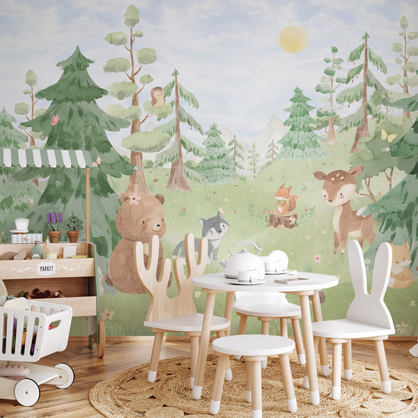 Woodland Animal Nursery Wall Mural LM005