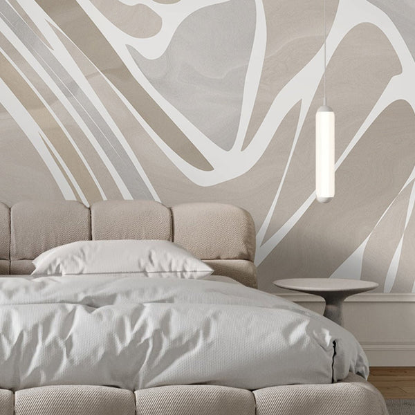 Gray Beige Water Ripples Wall Mural AM013 - CostaCover - Peel and stick Removable Wallpaper - about walls - Abstract - abstract arches