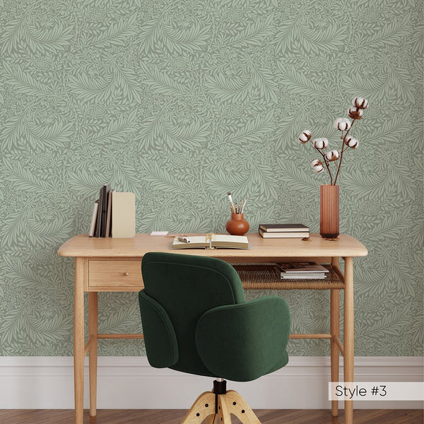Beige & Green Larkspur by Morris Wallpaper W127 - CostaCover - Peel and stick Removable Wallpaper - Abstract - abstract floral - abstract lines