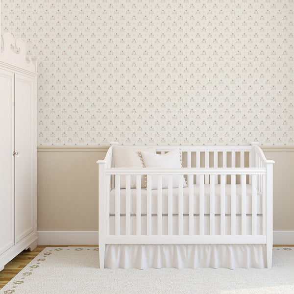 Neutral Floral Damask Wallpaper L070