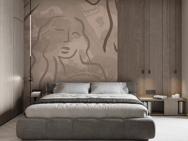 Brown Body Line Wall Mural AM016 - CostaCover - Peel and stick Removable Wallpaper - about walls - Abstract - abstract arches