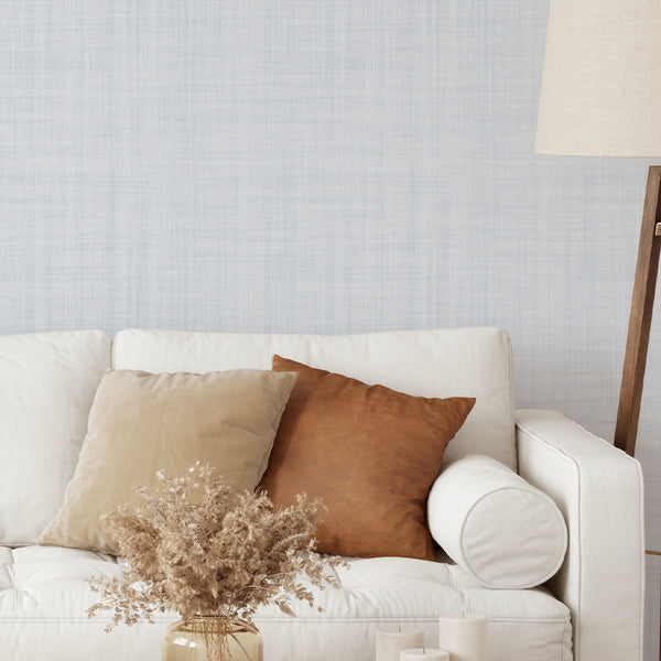 Light Blue Linen Texture Wallpaper L043