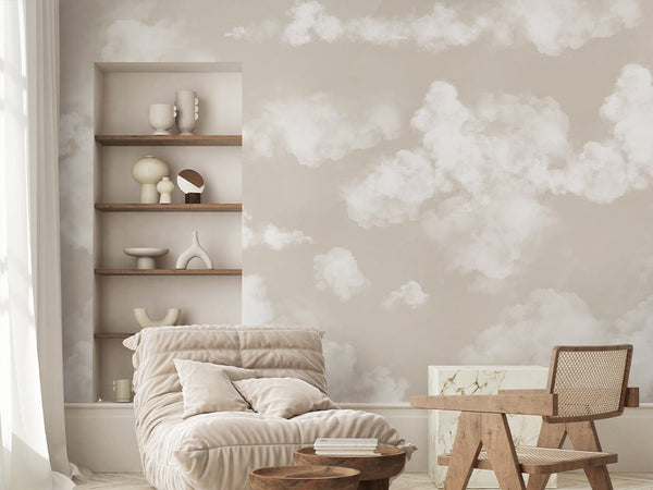 Beige Sky & Clouds Wall Mural AM021 - CostaCover - Peel and stick Removable Wallpaper - about walls - abstract wallpaper - accent wallpaper