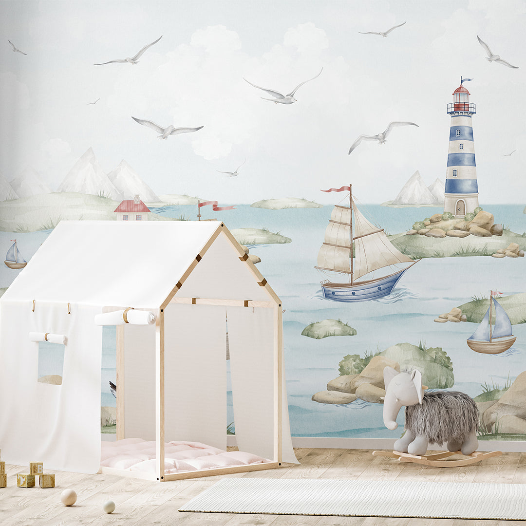 Blue Green Nautical Wall Mural AM150