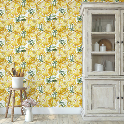 Watercolor Yellow Lemons Wallpaper CC232