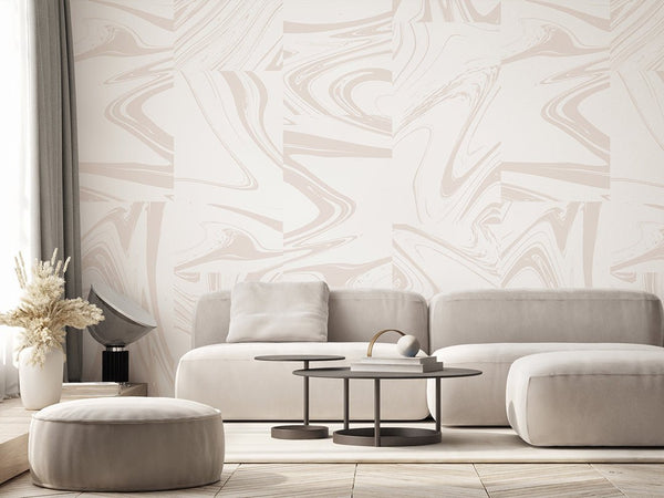 White Beige Abstract Paint Wall Mural AM025 - CostaCover - Peel and stick Removable Wallpaper - about walls - Abstract - Abstract Labyrinth Lines
