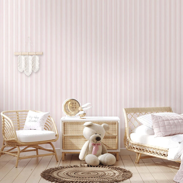 Pastel Pink Stripes Wallpaper S002 - CostaCover - Peel and stick Removable Wallpaper - Abstract - abstract lines - abstract wall art