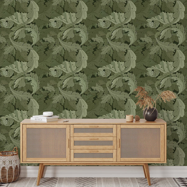 Olive Acanthus by Morris Wallpaper W117 - CostaCover - Peel and stick Removable Wallpaper - abstract floral - abstract wallpaper - accent wallpaper