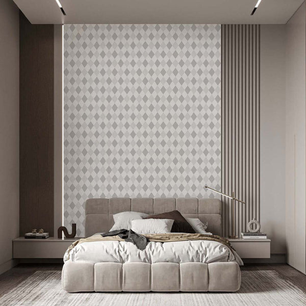 Two Color Gray Rhombus Wallpaper S024 - CostaCover - Peel and stick Removable Wallpaper - abstract wallpaper - accent wallpaper - adhesive wallpaper