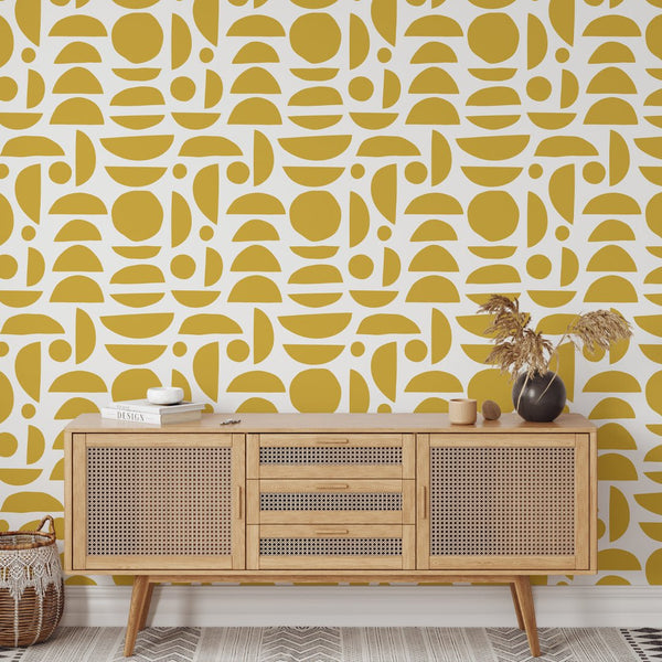 Mustard Color Stones Wallpaper W030 - CostaCover - Peel and stick Removable Wallpaper - Abstract - abstract lines - abstract wall art