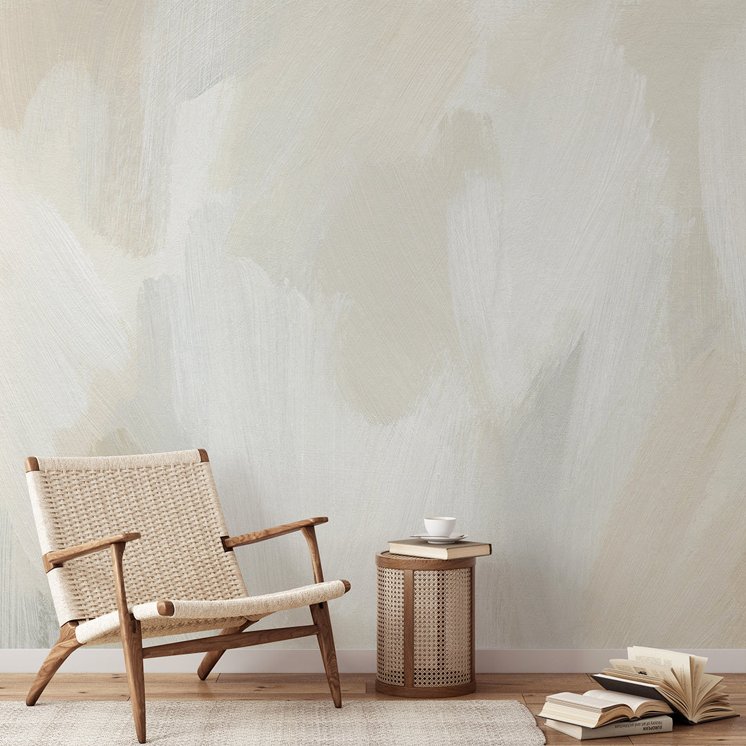 Olive Beige Brush Strokes Wall Mural CCM189