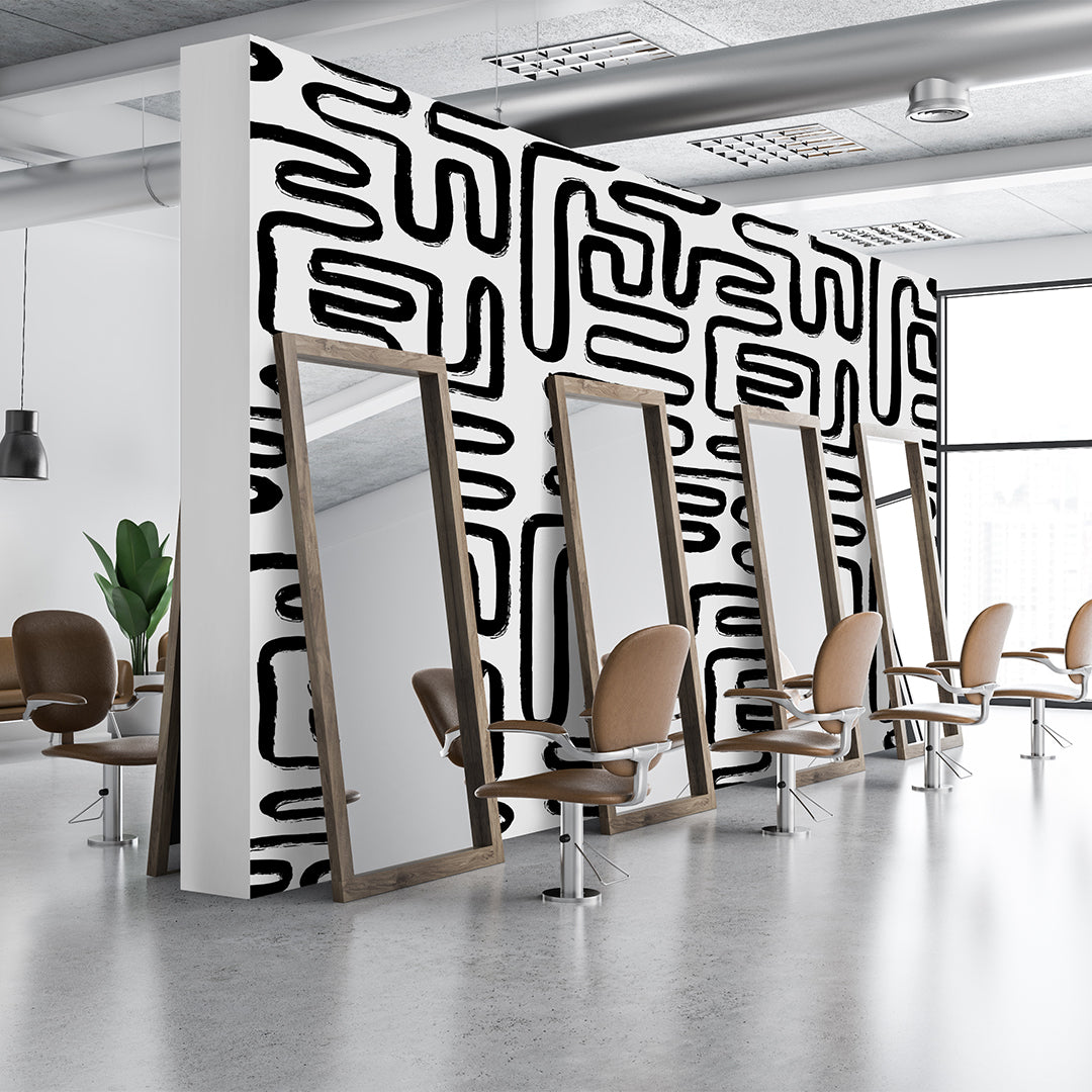 Black & White Abstract Lines Self Adhesive Wallpaper W045