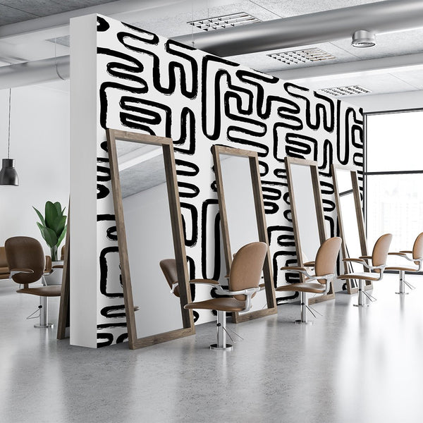Black & White Lines Wallpaper W045 - CostaCover - Peel and stick Removable Wallpaper - Abstract - abstract lines - abstract wall art
