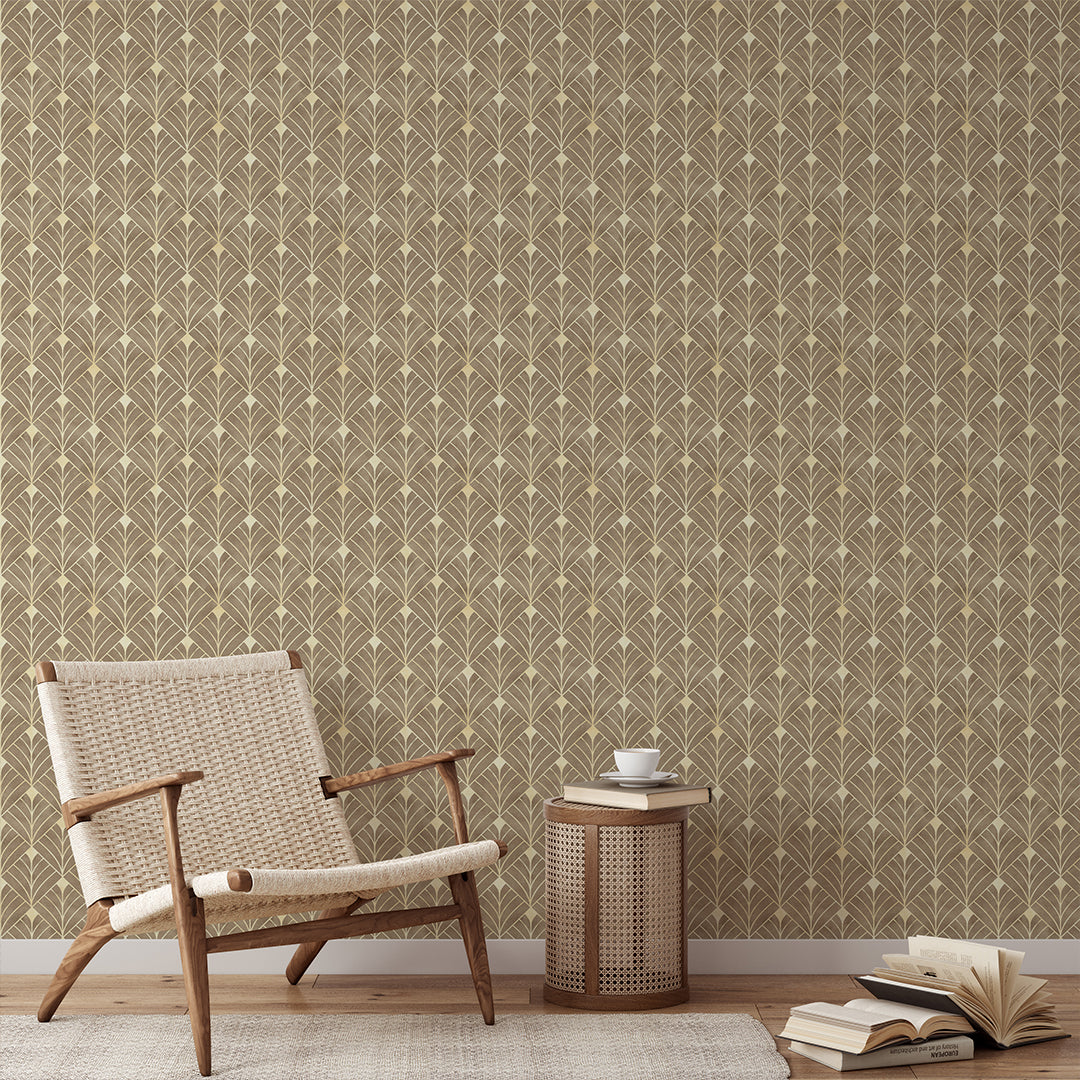 Light Brown Art Deco Wallpaper CC337