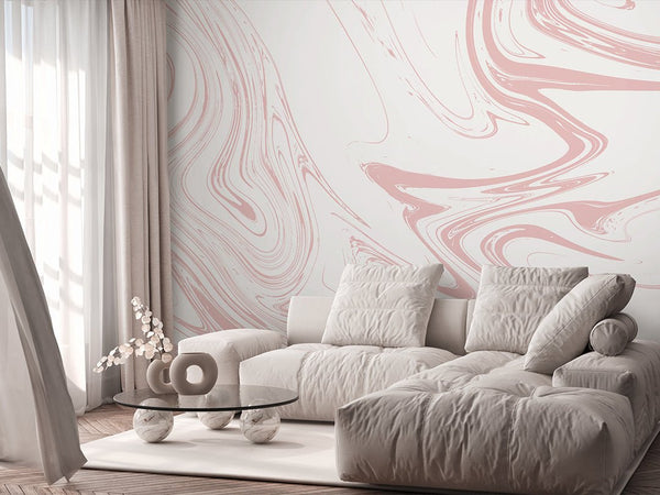 White Pink Marble Wall Mural AM057 - CostaCover - Peel and stick Removable Wallpaper - about walls - Abstract - Abstract Labyrinth Lines
