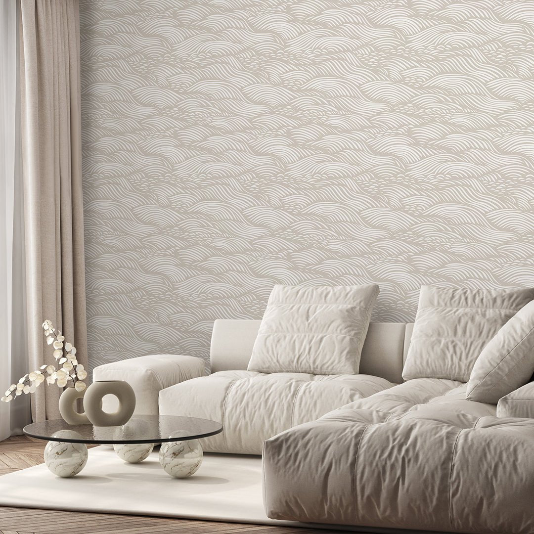 Beige Waves Wallpaper A096