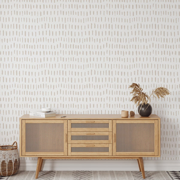 Beige & White Strokes Wallpaper W022 - CostaCover - Peel and stick Removable Wallpaper - Abstract - abstract lines - abstract wallpaper