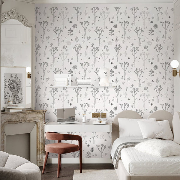 Black & White Tree Forest Wallpaper S041 - CostaCover - Peel and stick Removable Wallpaper - abstract forest - abstract wall art - abstract wallpaper