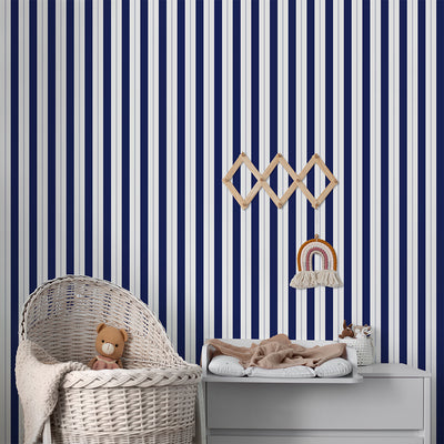 Navy Blue Stripes Wallpaper S012