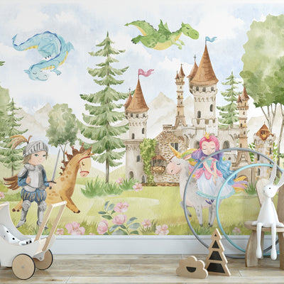 Fairytale Castle with Princess and Prince Self Adhesive Wall Mural WM070