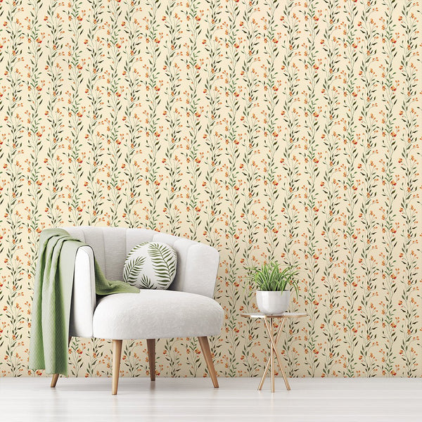 Yellow Mini Flowers Wallpaper W155 - CostaCover - Peel and stick Removable Wallpaper - abstract floral - abstract wallpaper - accent wallpaper