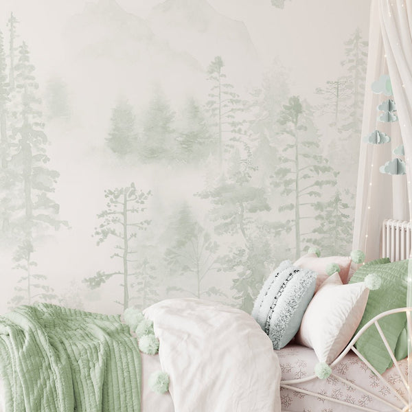 Soft Watercolor Woodland Wall Mural WM049 - CostaCover - Peel and stick Removable Wallpaper - abstract wallpaper - accent wallpaper - adhesive wallpaper