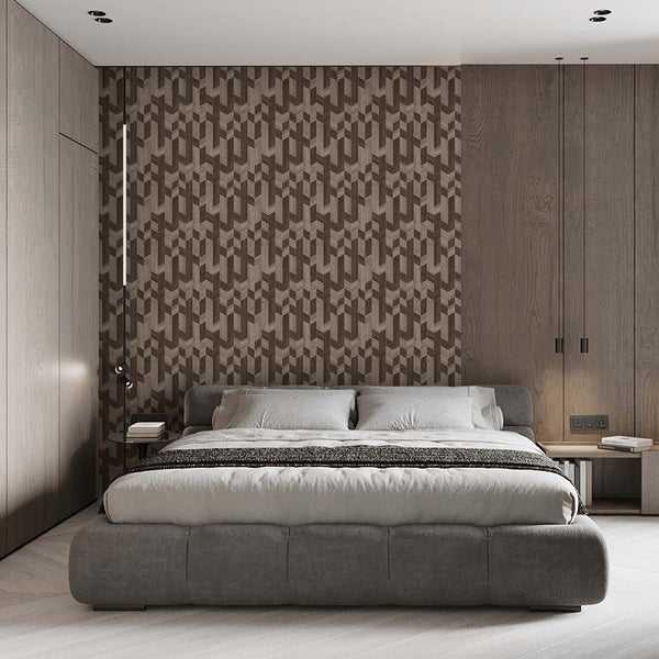 Brown Beige Wood Mosaic Wallpaper A020 - CostaCover - Peel and stick Removable Wallpaper - about walls - abstract wallpaper - accent wallpaper
