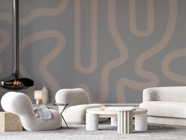 Gray & Brown Lines Wall Mural AM042 - CostaCover - Peel and stick Removable Wallpaper - about walls - Abstract - abstract lines