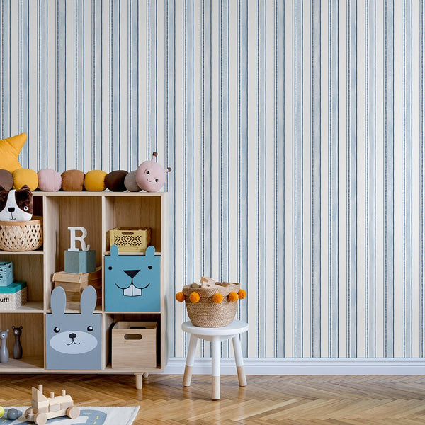 Blue Vertical Stripes Wallpaper A039 - CostaCover-Peel and stick Removable Wallpaper-Abstract-abstract wall art-abstract wallpaper