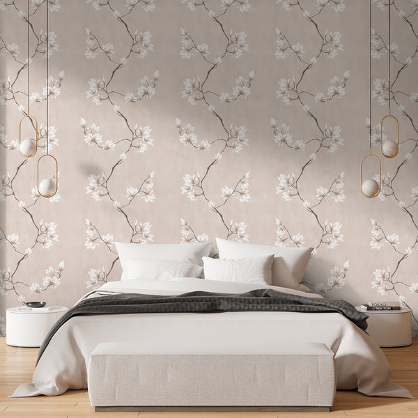Beige Magnolia Wallpaper W191