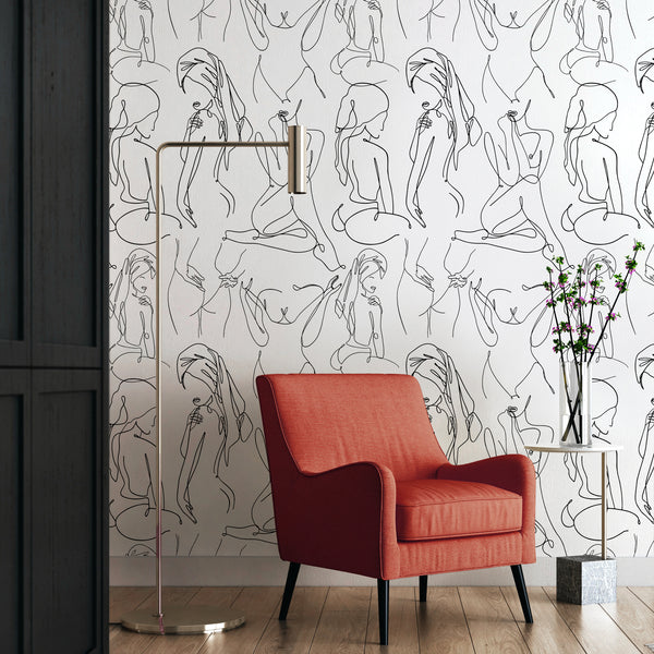 Body Line Art Wallpaper W060 - CostaCover - Peel and stick Removable Wallpaper - Abstract - abstract lines - abstract wall art