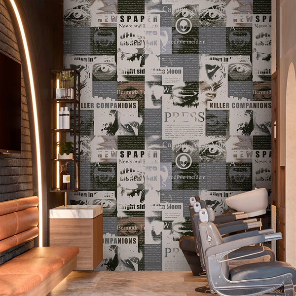 Newspaper Photo Effect Pattern Wall Mural CCM173 - CostaCover - Peel and stick Removable Wallpaper - Abstract - abstract wall art - abstract wallpaper