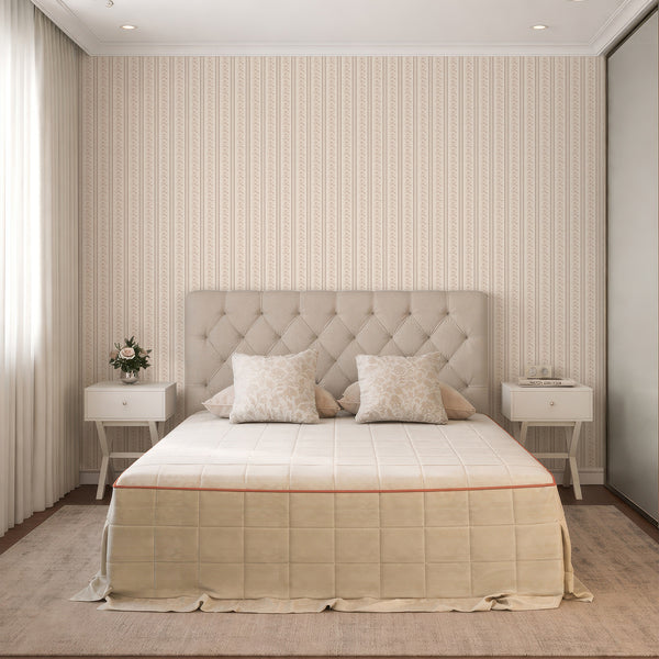 Beige Taupe Floral Stripe Wallpaper L128