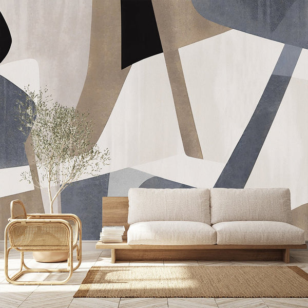Beige Gray Shapes Wall Mural AM158 - CostaCover-Peel and stick Removable Wallpaper-Abstract-abstract mural-abstract paint