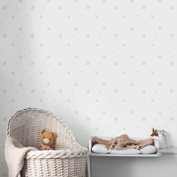 Beige Stars Wallpaper S114 - CostaCover - Peel and stick Removable Wallpaper - Abstract - abstract wall art - abstract wallpaper