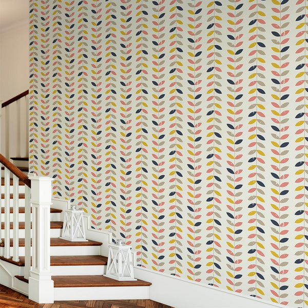 Retro Twigs & Leaves Wallpaper CC166 - CostaCover - Peel and stick Removable Wallpaper - Abstract - abstract wallpaper - adhesive wallpaper