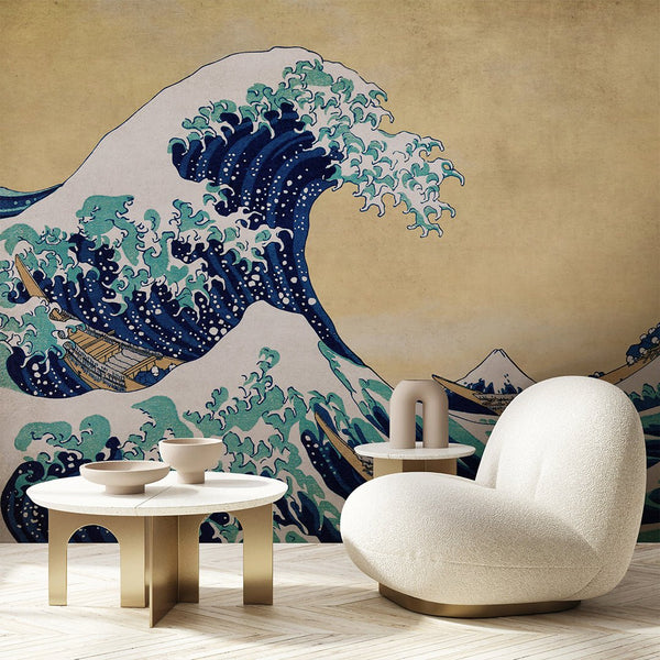 Vintage Japanese Wave Wall Mural AM163 - CostaCover-Peel and stick Removable Wallpaper-accent wallpaper-adhesive wallpaper-bathroom wallpaper