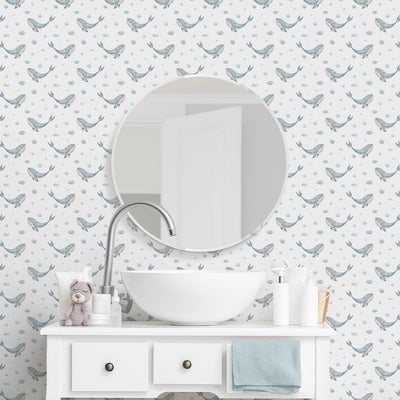 Blue Tiny Whales Wallpaper S085