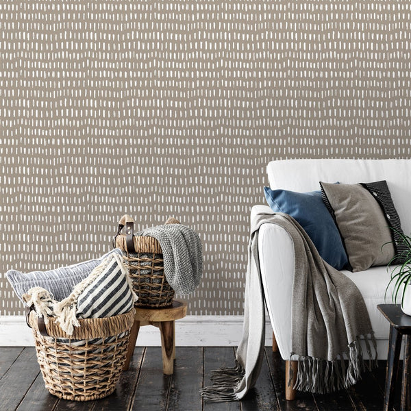 White & Beige Strokes Wallpaper W020 - CostaCover - Peel and stick Removable Wallpaper - Abstract - abstract lines - abstract wall art