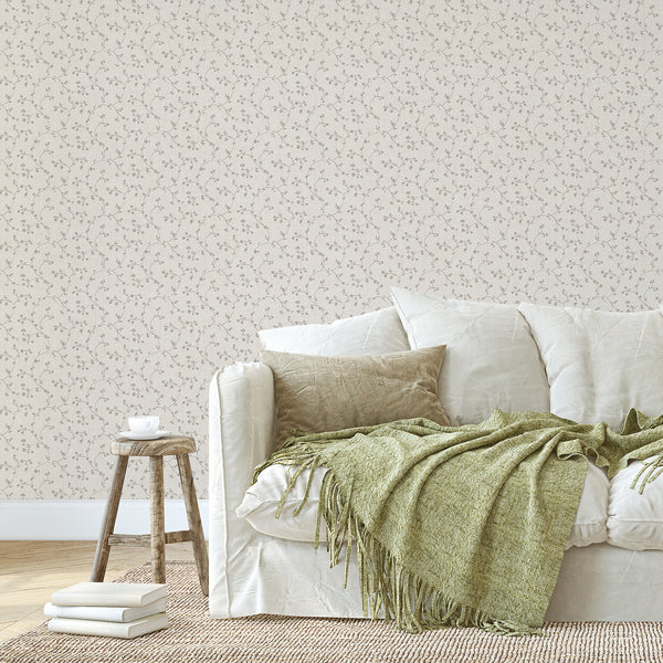 Beige Floral Vine Wallpaper L114
