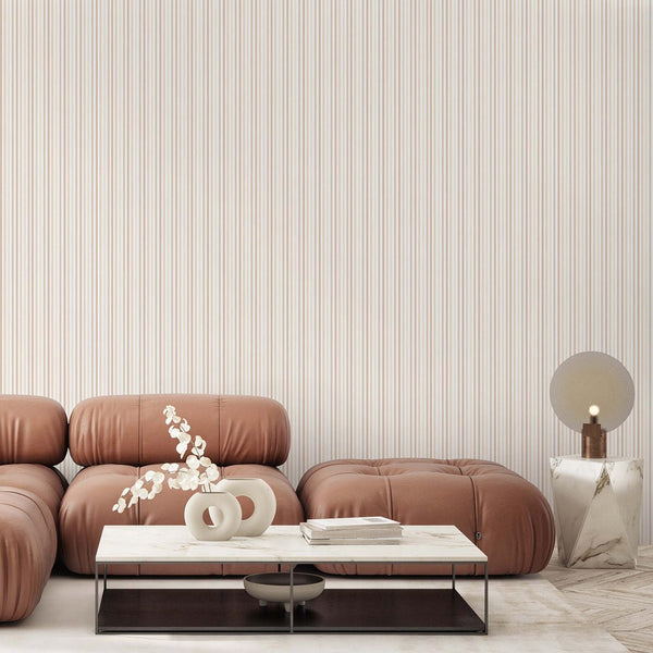 Pastel Peach Stripes Wallpaper S004 - CostaCover - Peel and stick Removable Wallpaper - abstract wallpaper - accent wallpaper - adhesive wallpaper
