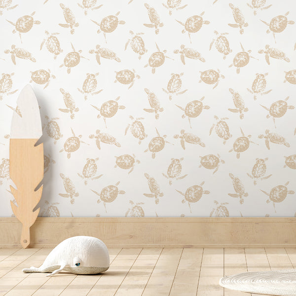Beige Sea Turtle Wallpaper A120