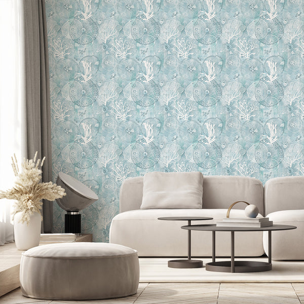Aqua Blue Coral Wallpaper A116